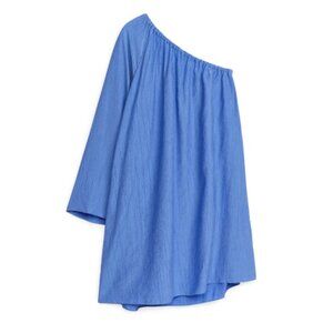 ARKET, Crinkle One Shoulder Loose Fit Dress, Blue, S